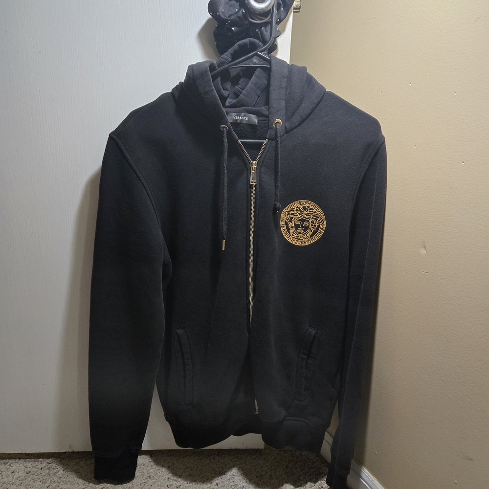 Versace Black Hoodie with Gold Logo